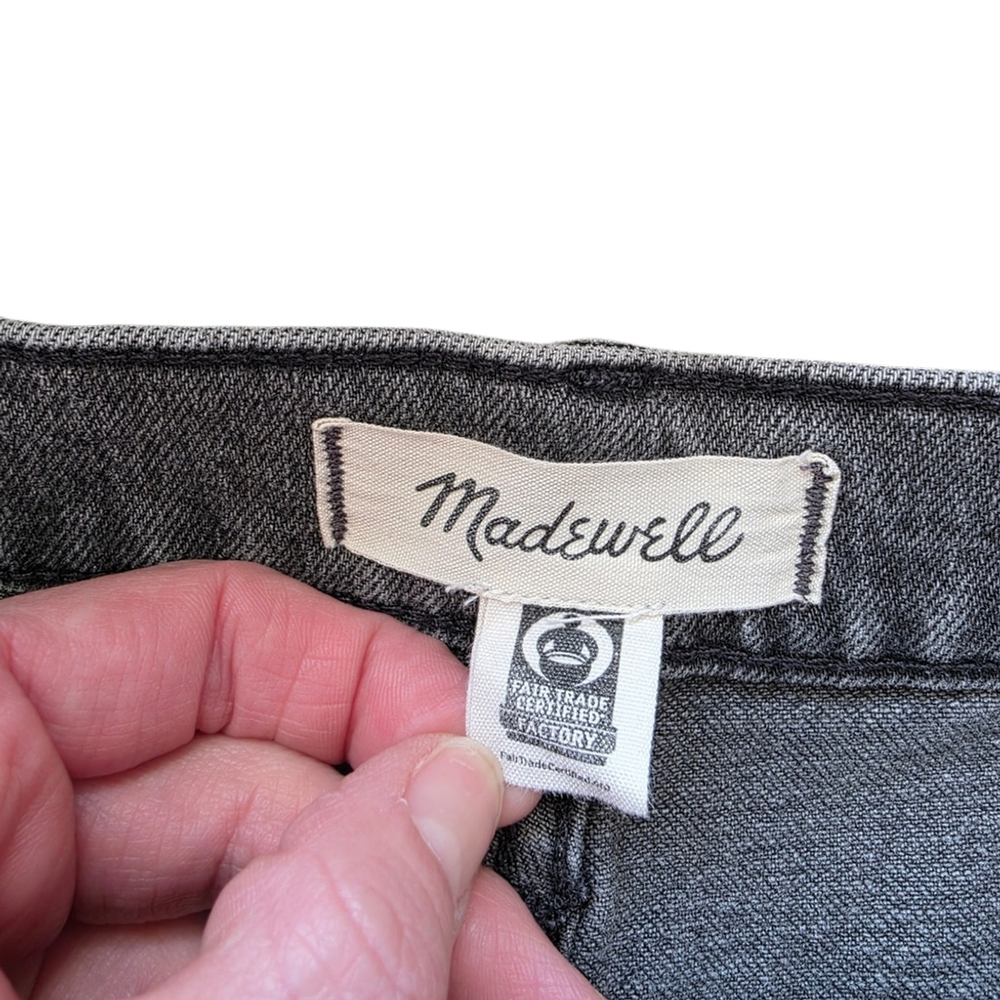 Madewell High Rise Black Distressed Straight Leg Jeans The Perfect Vintage Jean - Picture 9 of 12